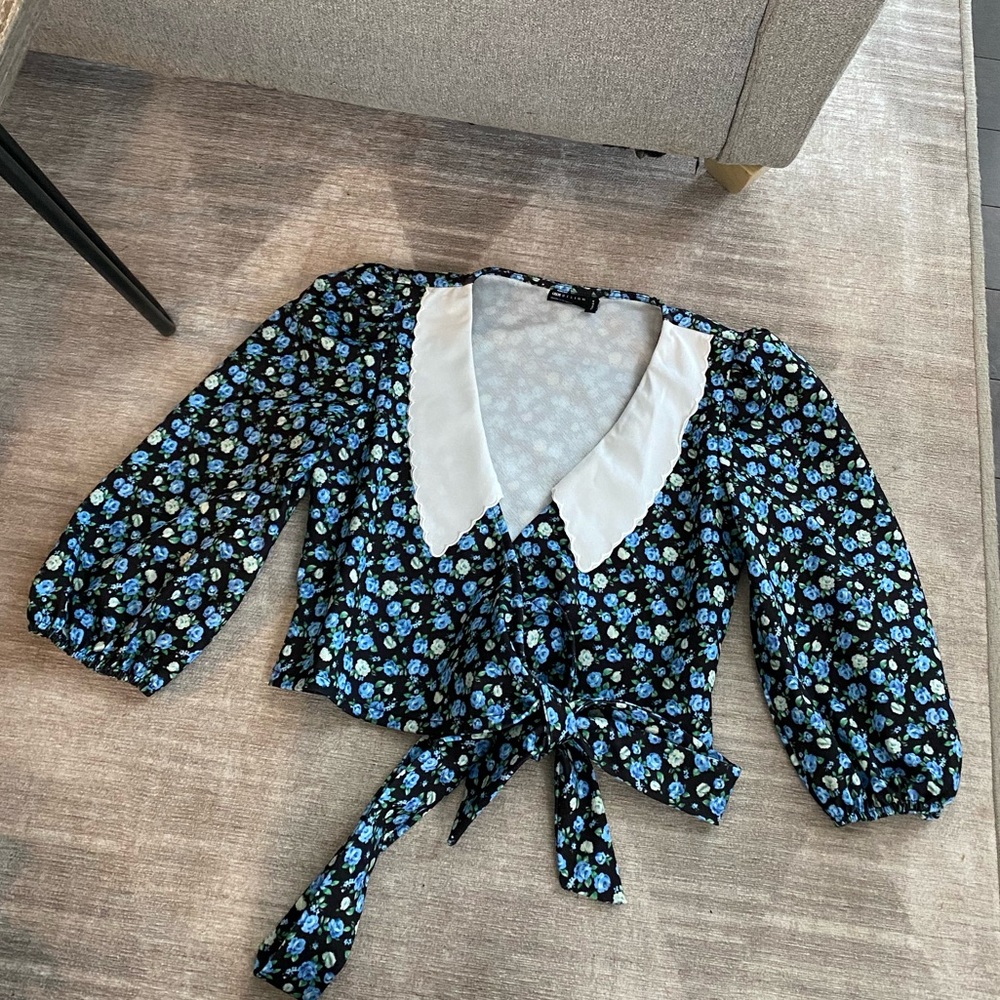 ASOS design floral collar bow tie top